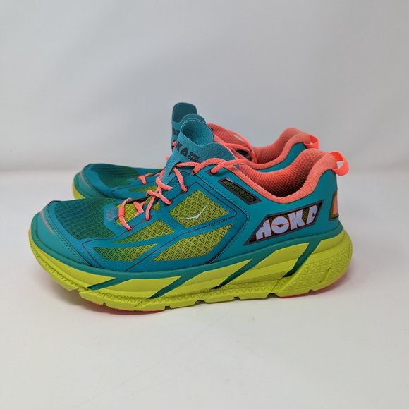 Hoka One One Shoes - HOKA ONE ONE Womens 8.5 Clifton 1 Running Shoes Retro Neon Sport